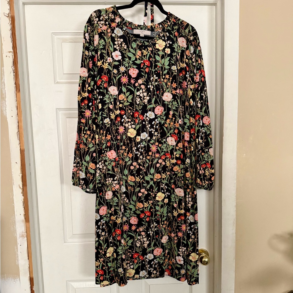 LOFT Plus Black Floral Dress